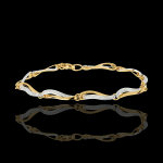 Bracelet ondes du nil deux ors et diamants - or blanc et or jaune 18 car