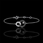 Bracelet clair obscur - duo de lunes - diamants noirs et blancs - or bla
