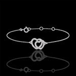 Bracelet or blanc 9 carats et diamants - coeurs complices