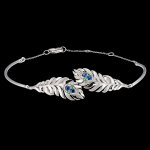 Bracelet panache - signature - or blanc 9 carats avec saphirs et merau
