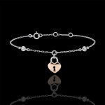 Bracelet prcieux secret - coeur - or blanc et or rose 9 carats