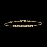 Bracelet regard d'orient - maillon cubain - or jaune 9 carats et diamant