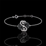 Bracelet solitaire fraicheur - trfle arabesque - or blanc 9 carats dia
