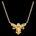 Collier abeille pop - or jaune 18 carats, diamant et citrine