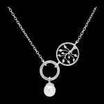 Collier abondance - arbre de vie - or blanc 9 carats et perle