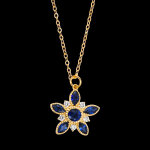 Collier altha  or jaune 9 carats, saphirs et diamants synthtiques