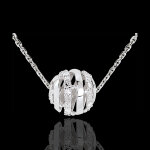 Collier amour en cage or blanc 9 carats - 11 diamants - 45cm