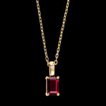 Collier ardent  or jaune 9 carats, rubis et diamants synthtiques