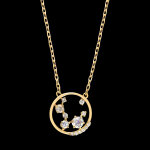 Collier astrone  or jaune 9 carats et diamants synthtiques