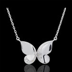 Collier balade imaginaire - papillon cascade - or blanc 9 carats