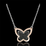 Collier balade imaginaire - papillon lunaire - or blanc et or rose 9 car