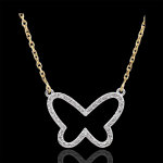 Collier balade imaginaire - papillon nuage - deux ors - or blanc et or j Collier balade imaginaire - papillon nuage - deux ors - or blanc et or j