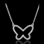 Collier balade imaginaire - papillon nuage - or blanc 9 carats