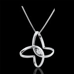 Collier balade imaginaire - papillon ruban - or blanc 9 carats