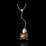 Collier balade imaginaire - reine araigne - or blanc et or rose 18 car