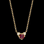Collier calista  or jaune 9 carats, rubis et diamants synthtiques