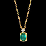 Collier calypso – or jaune 9 carats avec diamant synthétique et émer Collier calypso – or jaune 9 carats avec diamant synthétique et émer