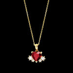 Collier carmine  or jaune 9 carats avec diamants et rubis synthtiqu