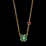 Collier chanceuse  or jaune 9 carats avec rubis, meraudes et diaman