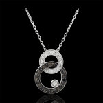 Collier clair obscur - duo de lunes - diamants noirs et blancs - or blan