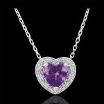Collier coeur enchantement - amthyste - or blanc 9 carats