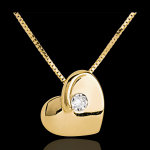 Collier coeur perdu or jaune 18 carats diamants