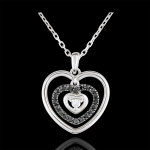 Collier coeur orma or blanc 9 carats et diamants noirs