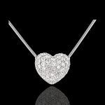 Collier coeur pav or blanc 18 carats - 0. 85 carats - 50 diamants