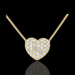 Collier coeur pav or jaune 18 carats - 0. 85 carats - 50 diamants