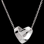 Collier coeur pliage - or blanc 18 carats