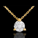 Collier demi sphre pave - 7 diamants - or jaune 18 carats