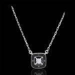 Collier diamant noir clair obscur - or blanc 9 carats - 1 0. 03 carat