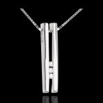Collier diapason trilogie or blanc 18 carats - 3 diamants