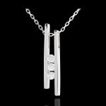 Collier diapason trilogie or blanc 18 carats - 3 diamants