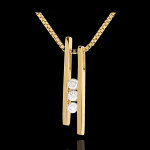 Collier diapason trilogie or jaune 18 carats - 3 diamants