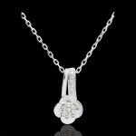 Collier eclosion - ptales de rose - 0. 05 carat - or blanc 18 carats