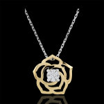 Collier fraicheur - rose absolue - or blanc et or jaune 9 carats