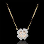 Collier eclosion - trfle etincelant - 3 ors et diamants - trois ors