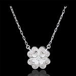Collier eclosion - trfle etincelant - or blanc 9 carats et diamants