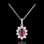 Collier eternel edelweiss - marguerite illusion - rubis et diamants - or
