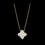 Collier fleur de diamant - or blanc et or jaune 18 carats et diamants Collier fleur de diamant - or blanc et or jaune 18 carats et diamants