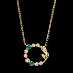 Collier florelia – or jaune 9 carats, émeraudes et diamants synthéti Collier florelia – or jaune 9 carats, émeraudes et diamants synthéti