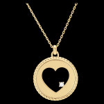 Collier fracheur - coeur absolu - or jaune 9 carats et diamants