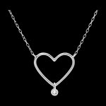 Collier fracheur - coeur diamant - or blanc 9 carats et diamant