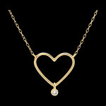 Collier fracheur - coeur diamant - or jaune 18 carats et diamant