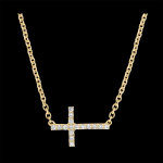 Collier fracheur - croix - or jaune 9 carats et diamants
