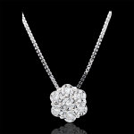 Collier fraicheur - fleur de flocon - 7 diamants et or blanc 9 carats