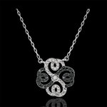 Collier fraicheur - trèfle arabesque - or blanc 9 carats diamants blanc Collier fraicheur - trèfle arabesque - or blanc 9 carats diamants blanc