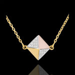 Collier gense - diamant brut 3 ors - trois ors 18 carats