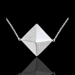Collier gense - sautoir diamant brut or blanc 9 carats